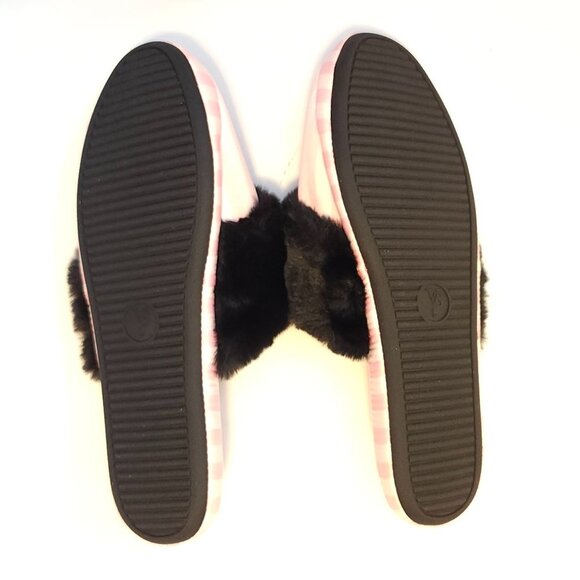 Victoria’s Secret Og Pink Pin Striped Women’s Slippers In Size Large w/Bag NEW - Picture 8 of 10